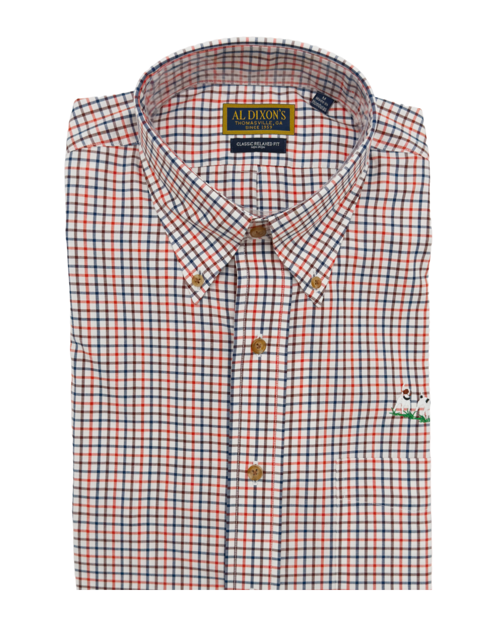 Private Label Sport Shirt - Orange/Blue/Brown Plaid