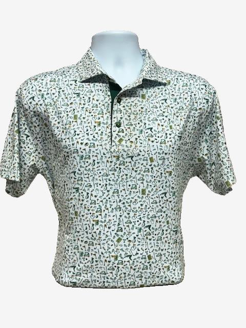 Private Label Performance Polo-White/Green/Golf