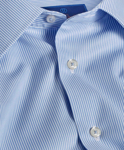 David Donahue- Dress Shirt- Blue & White Fine Stripe- Trim Fit