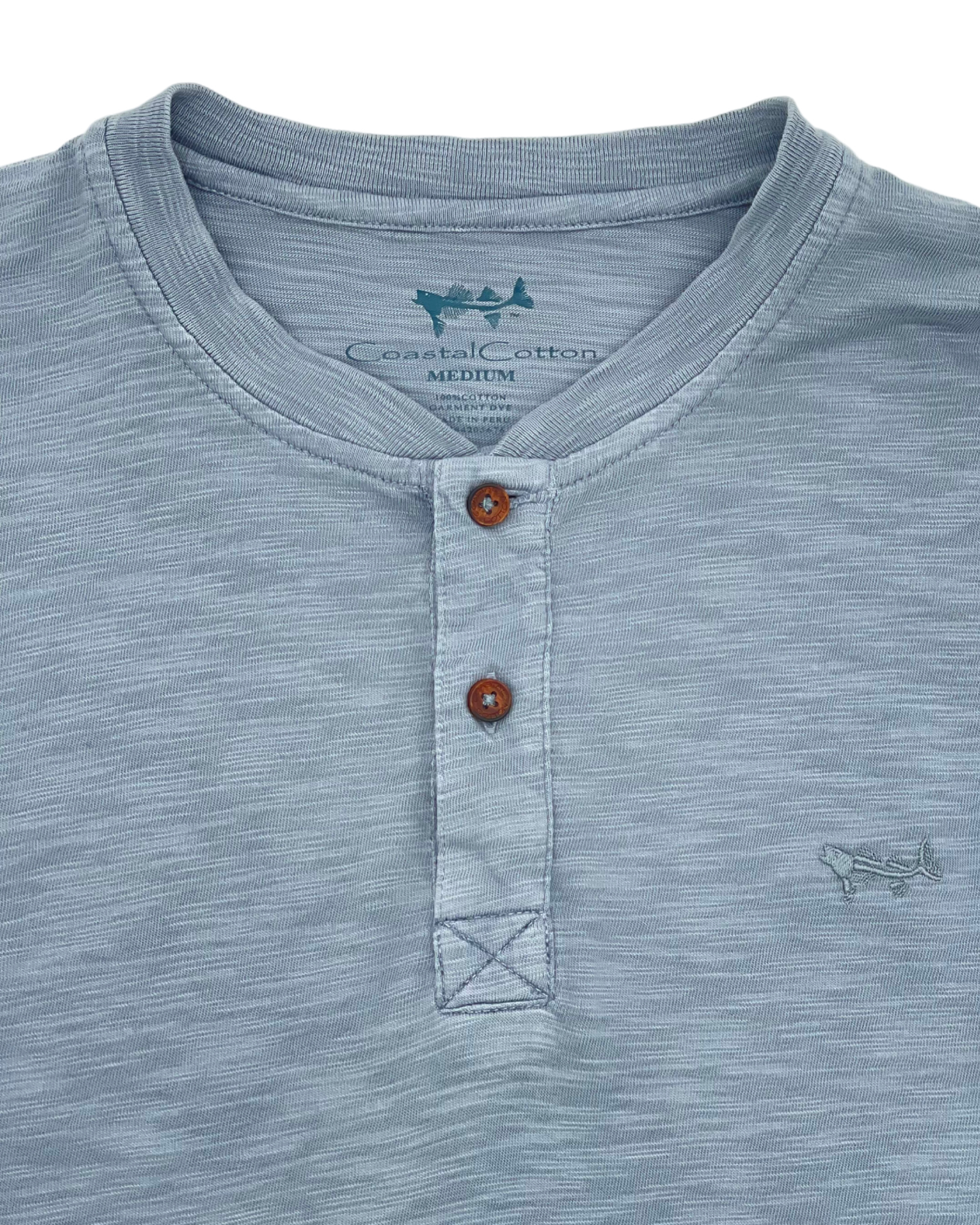 Coastal Cotton- Long Sleeve Henley- Aluminum