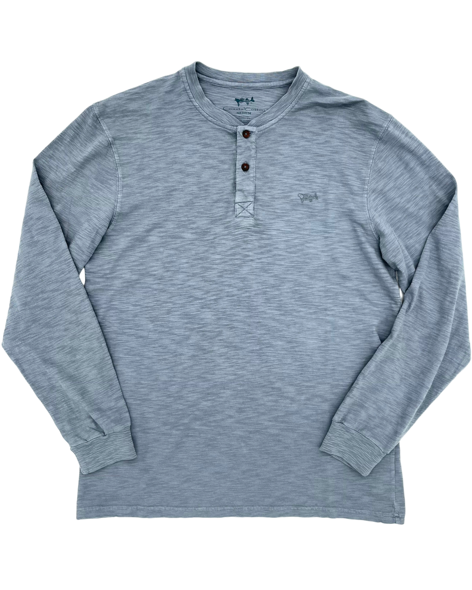 Coastal Cotton- Long Sleeve Henley- Aluminum