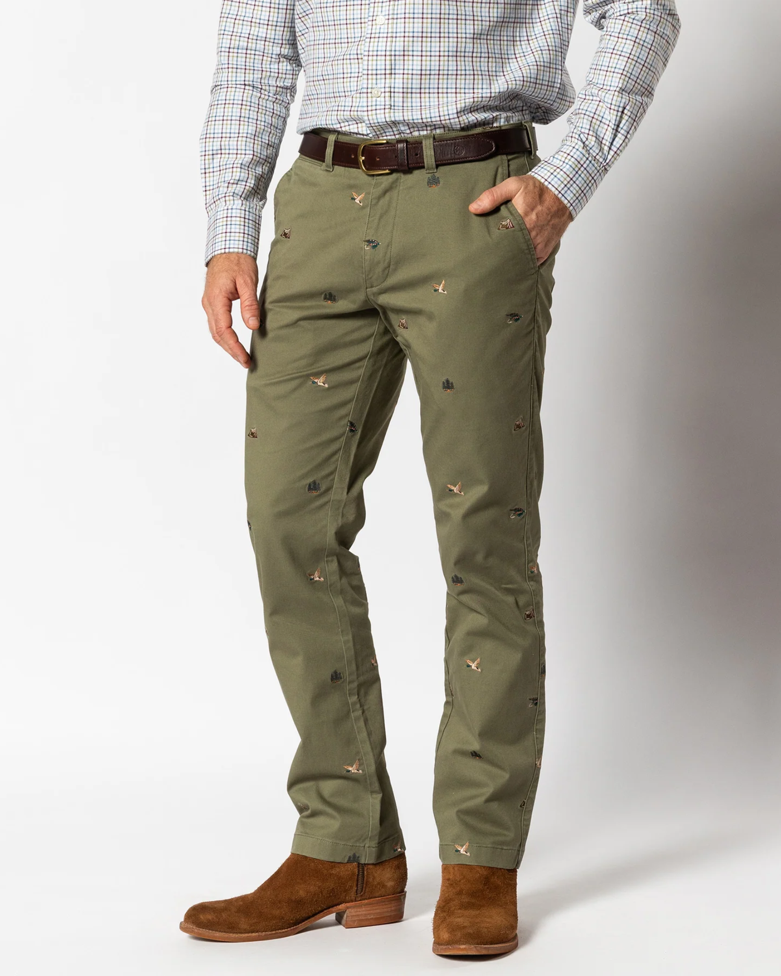 Duck Head Classic Fit Gold School Chino - Embroidered Olive