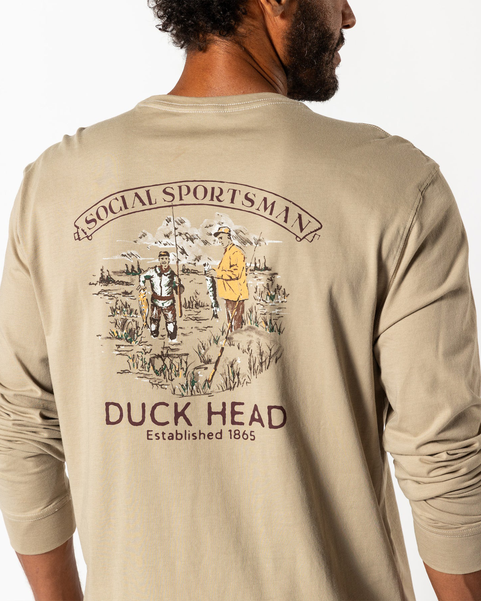 Duck Head Fisherman's Folklore Long Sleeve T-Shirt - Khaki