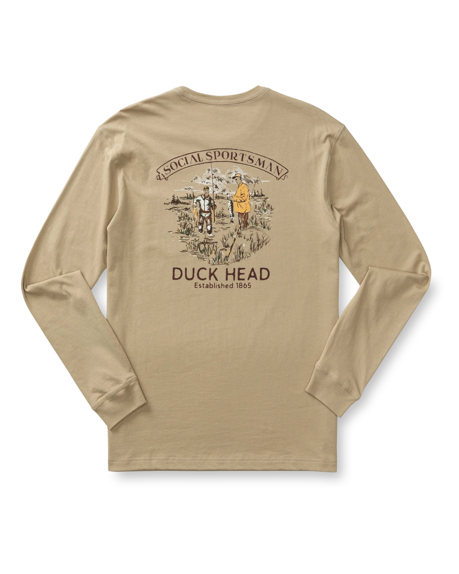 Duck Head Fisherman's Folklore Long Sleeve T-Shirt - Khaki