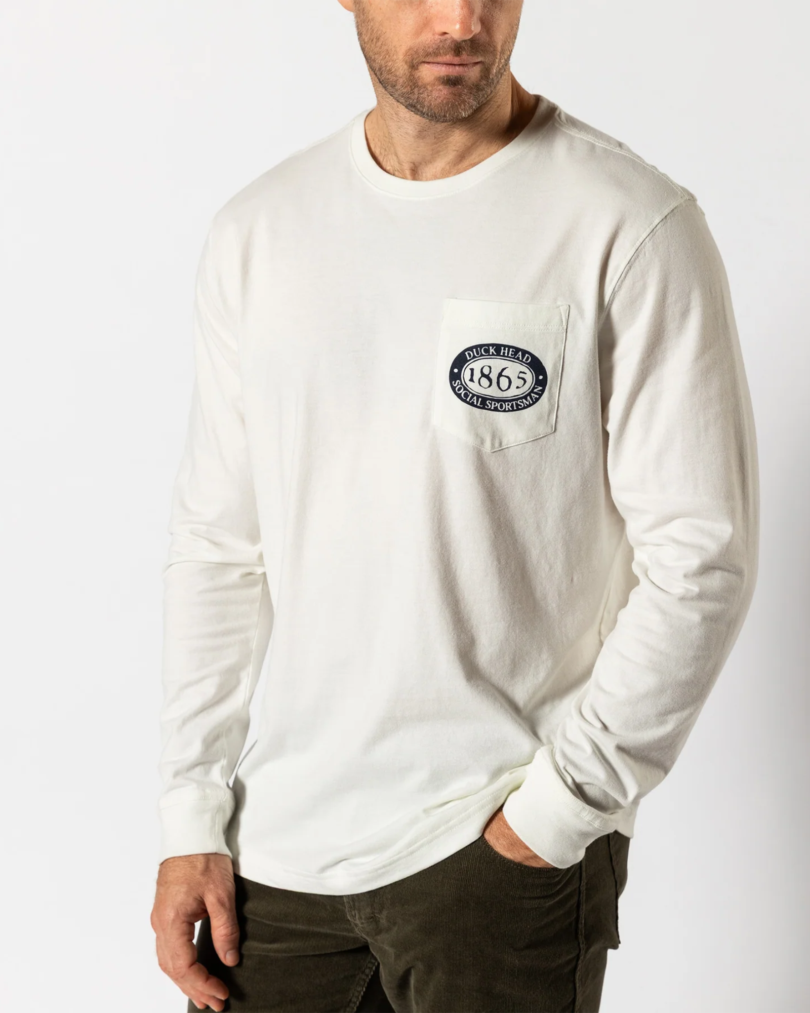 Duck Head Fisherman's Folklore Long Sleeve T-Shirt - Soft White