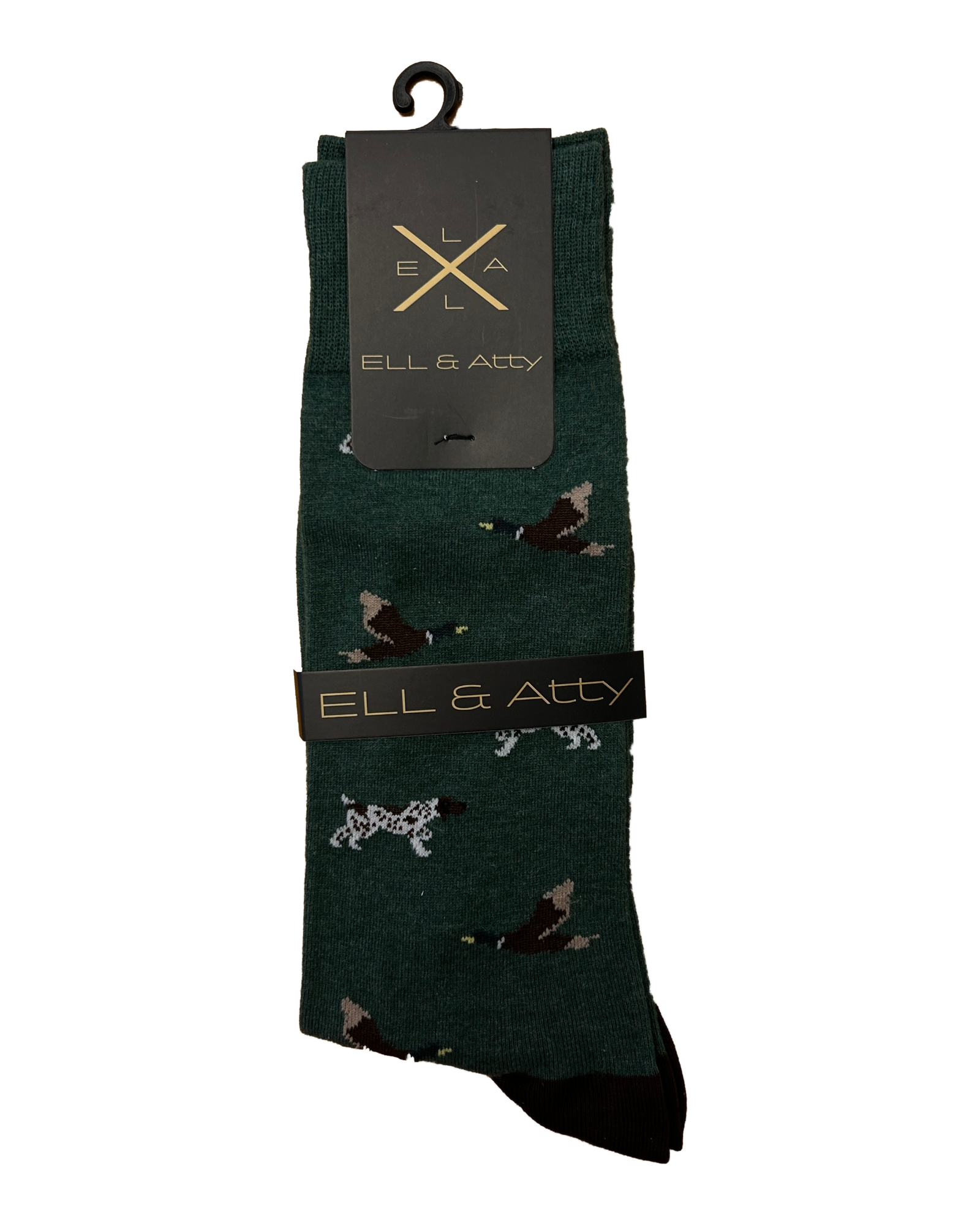 Ell & Atty Socks - Hunting Dogs and Ducks - Green