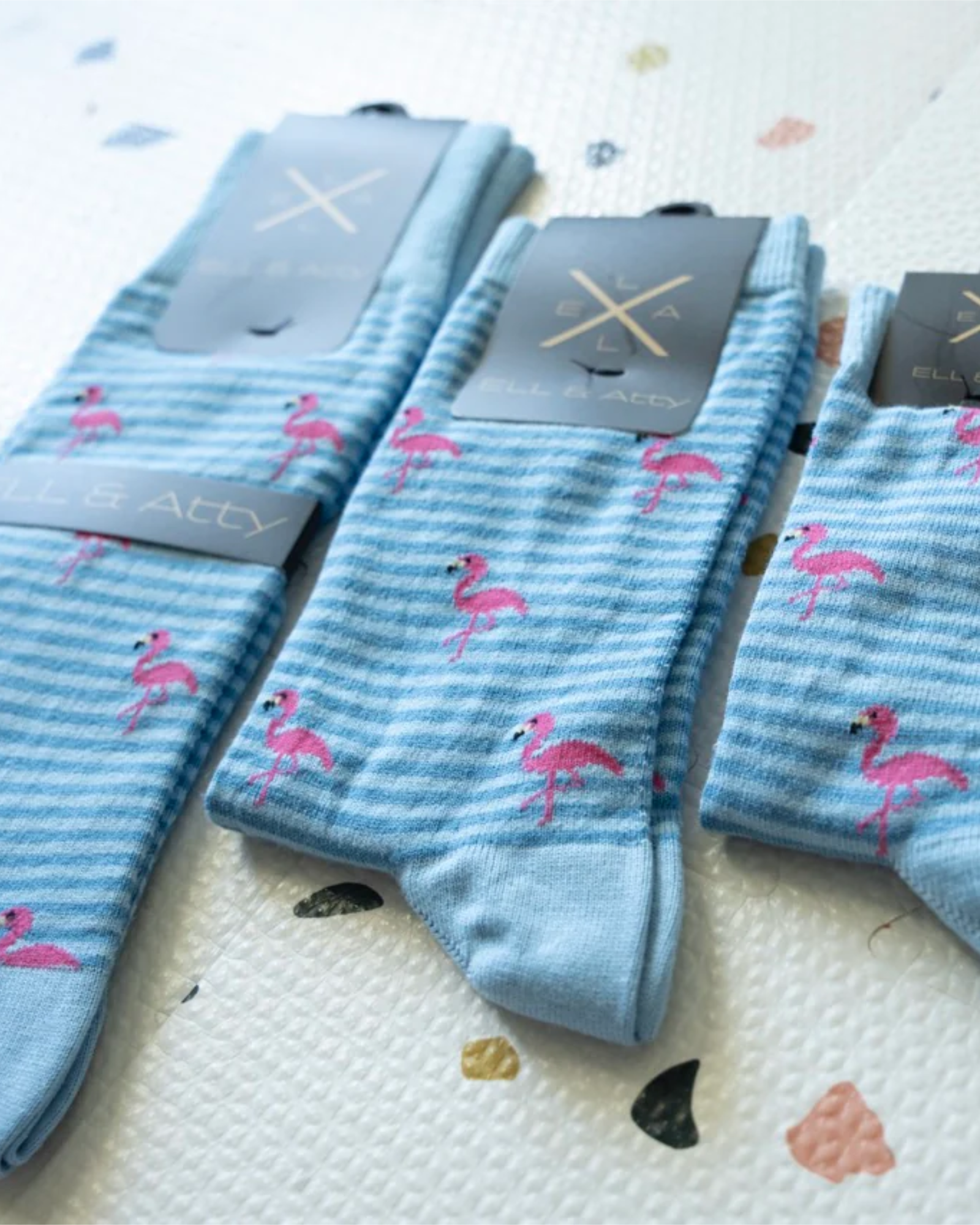 Ell & Atty Socks- Flamingo- Lt. Blue