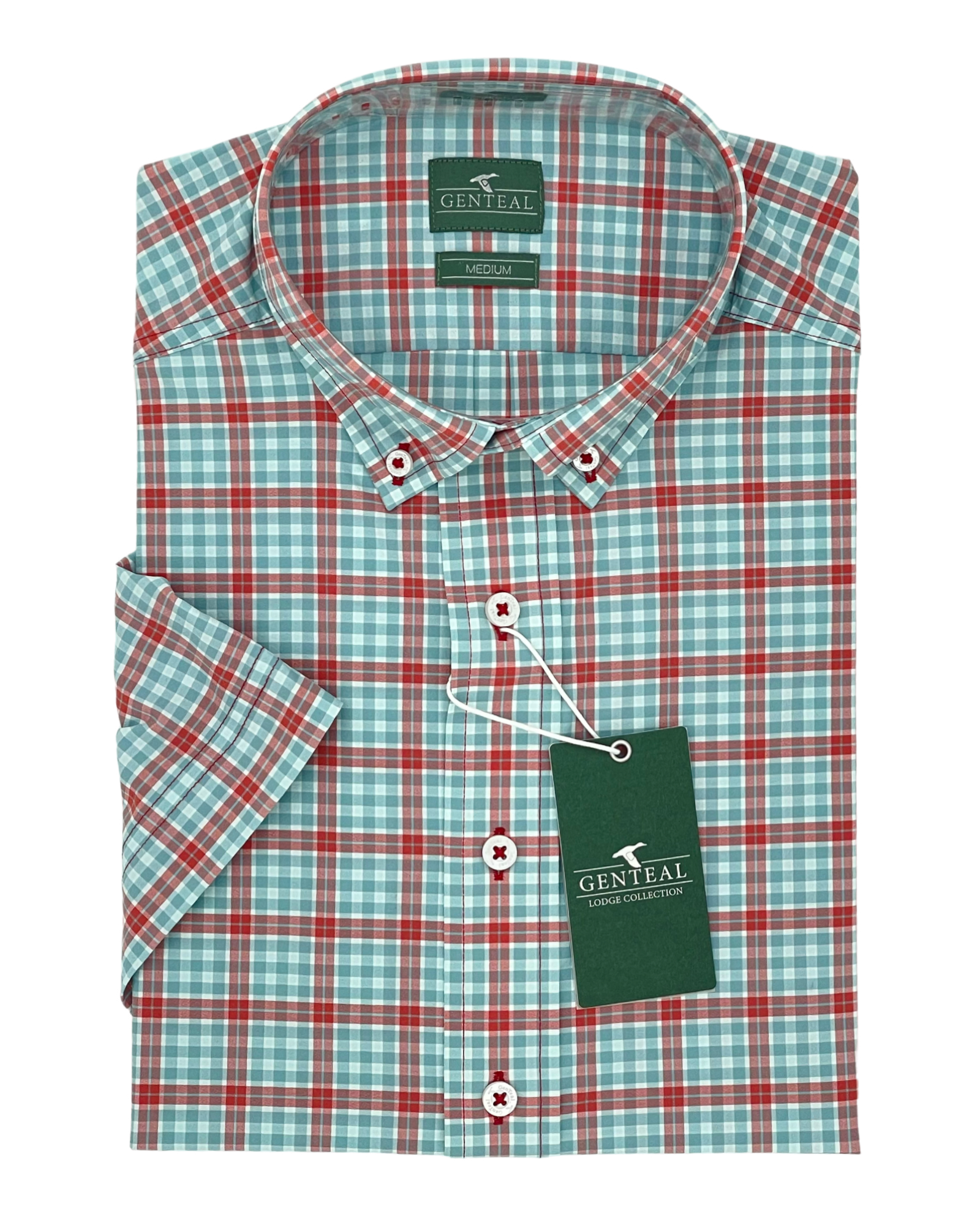 Gen Teal - Donner Short Sleeve Untucked Sport Shirt - Wild Cherry