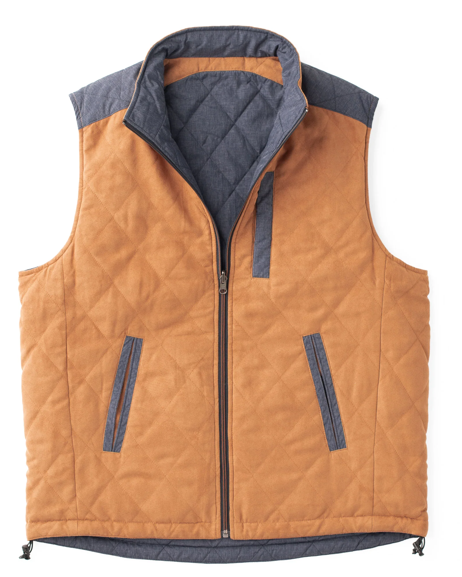 High Point Nylon & Microsuede Reversible Vest - Whiskey/Navy