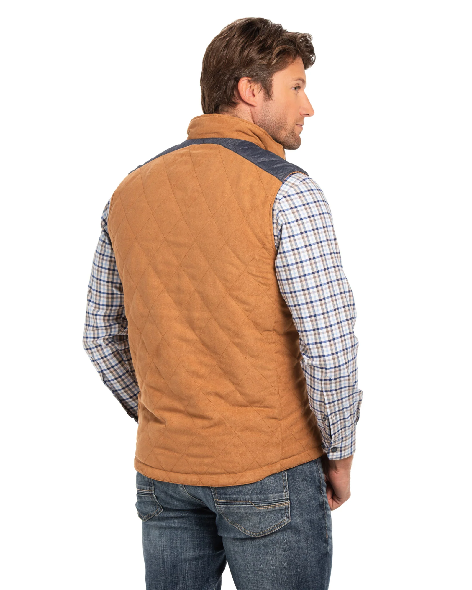 High Point Nylon & Microsuede Reversible Vest - Whiskey/Navy
