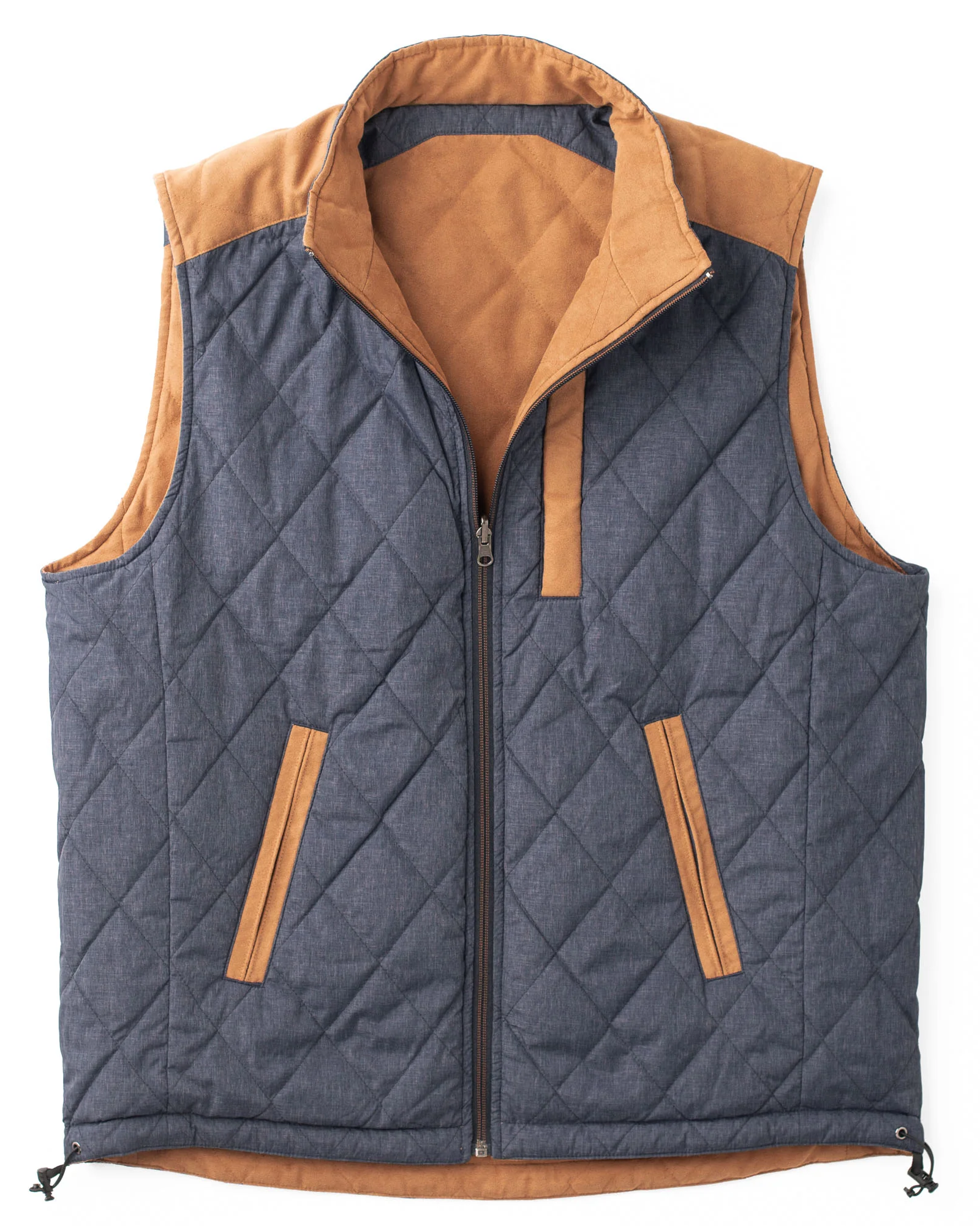 High Point Nylon & Microsuede Reversible Vest - Whiskey/Navy