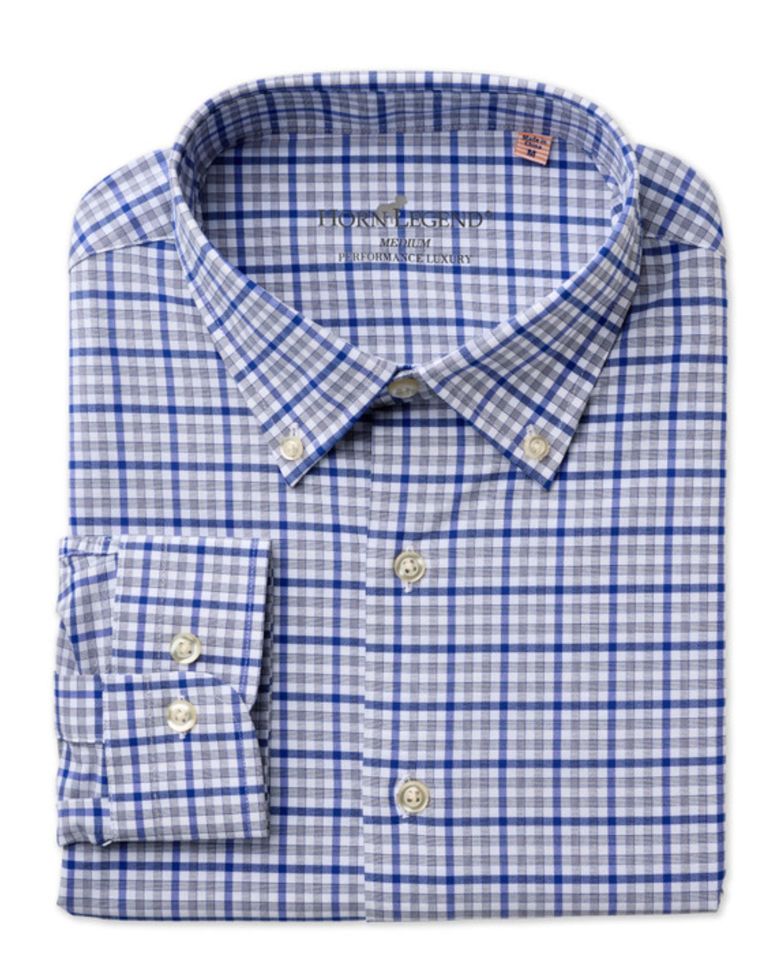 Horn Legend-Performance Button Down- Grey/Blue