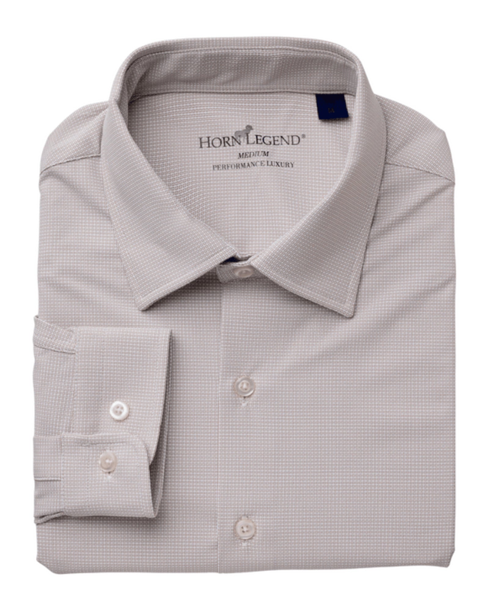 Horn Legend- Hidden Button-Down Sport Shirt- Sand L Horn Legend- Hidden Button-Down Sport Shirt- Sand L