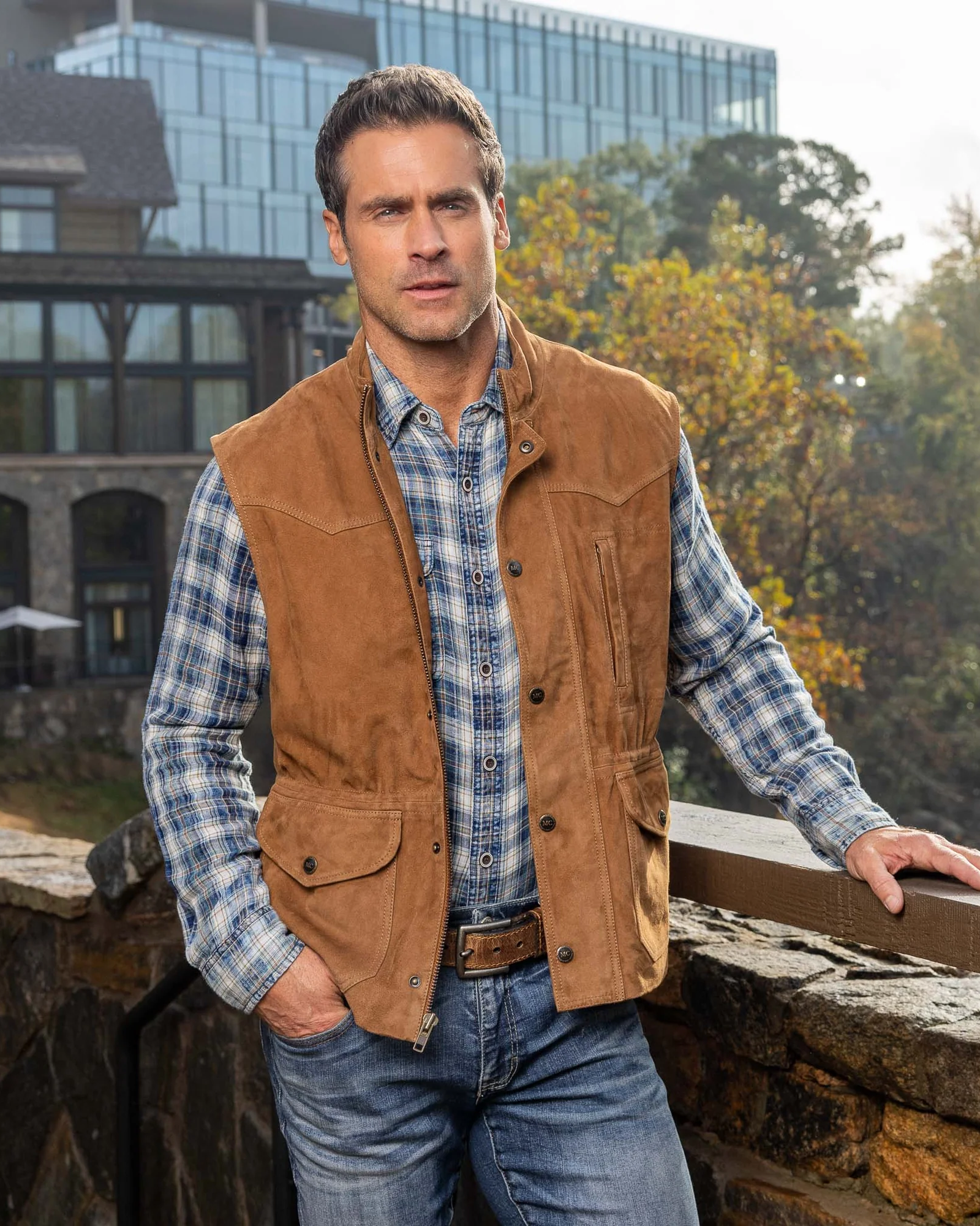 Bandera Goat Suede Leather Vest Whiskey / L