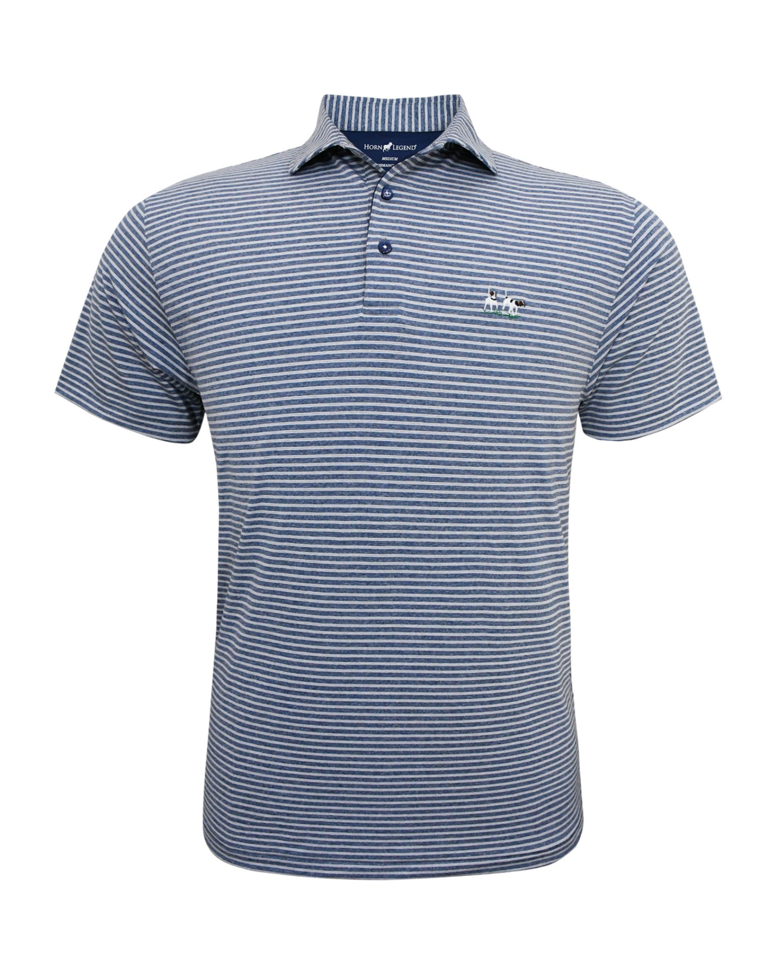 Private Label Performance Polo- Heather Stripe- Navy/White