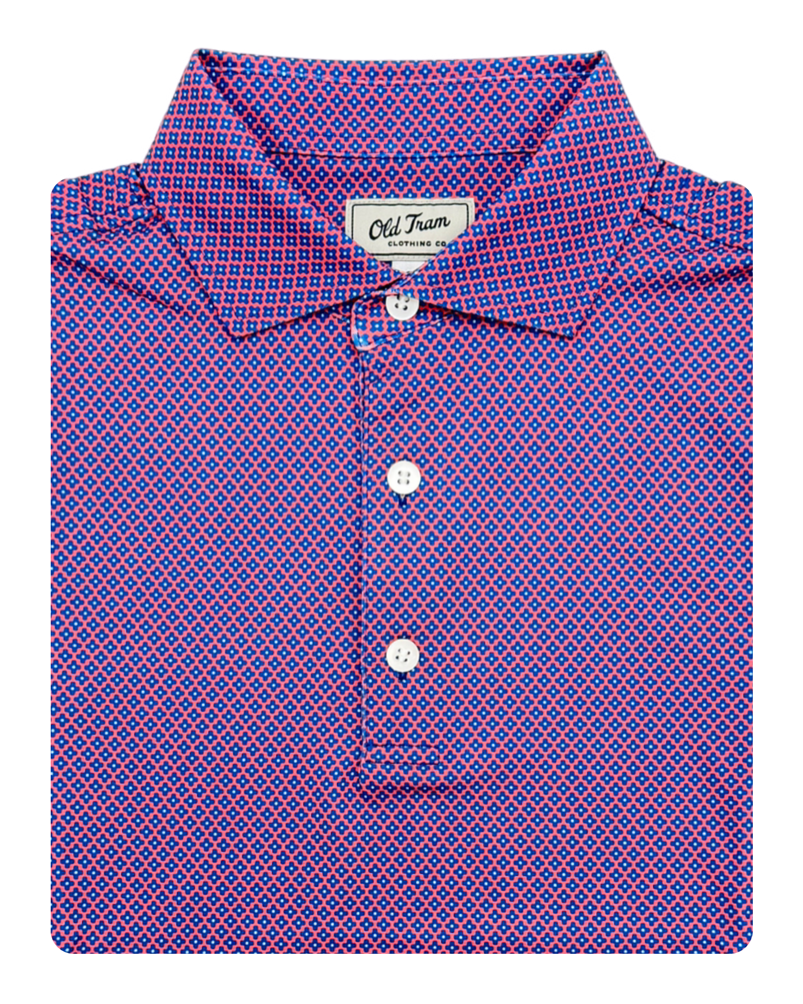 Old Tram Performance Polo - Plum Quatrefoil