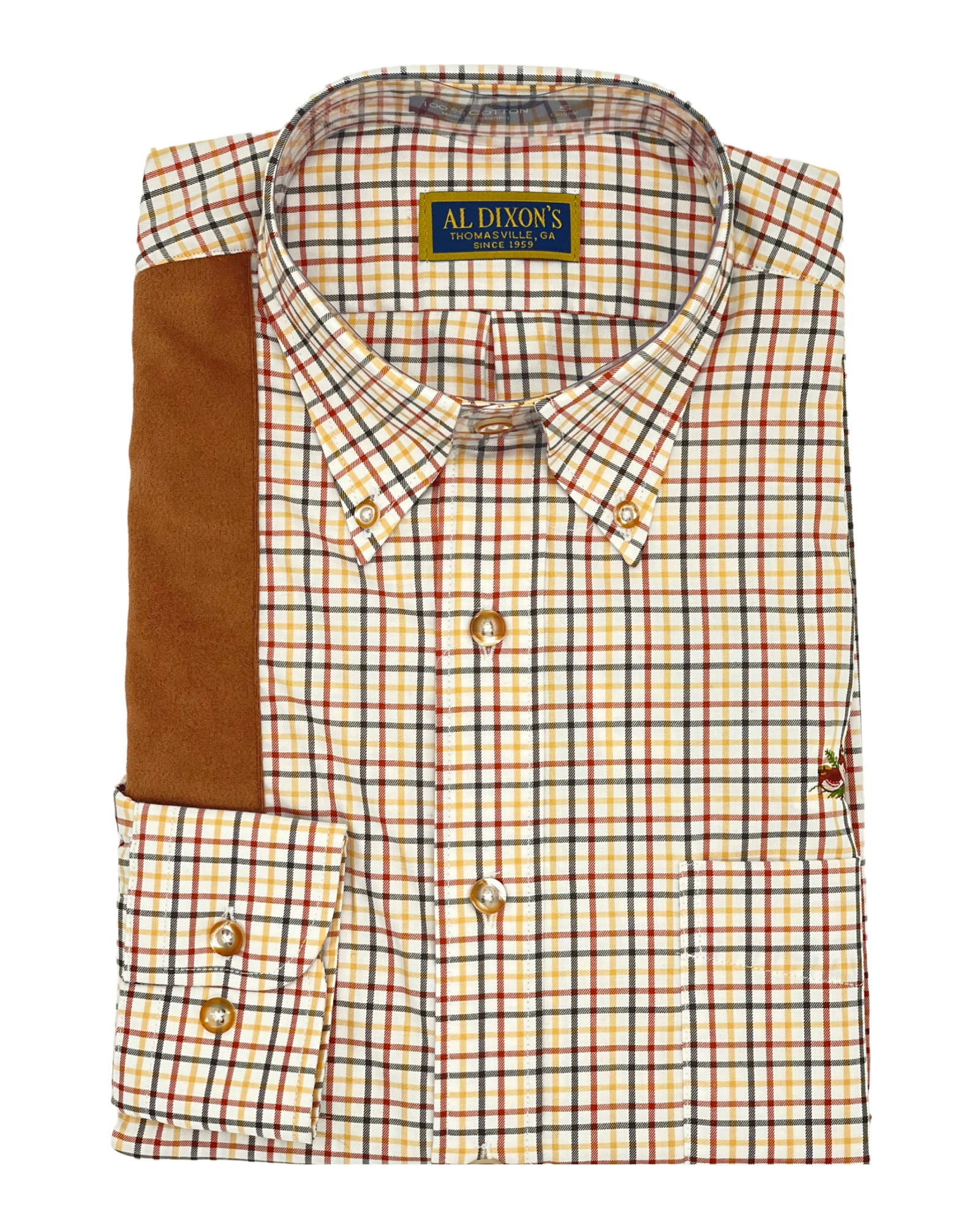 Private Label Gun Patch Sport Shirt - Yellow/Red Plaid