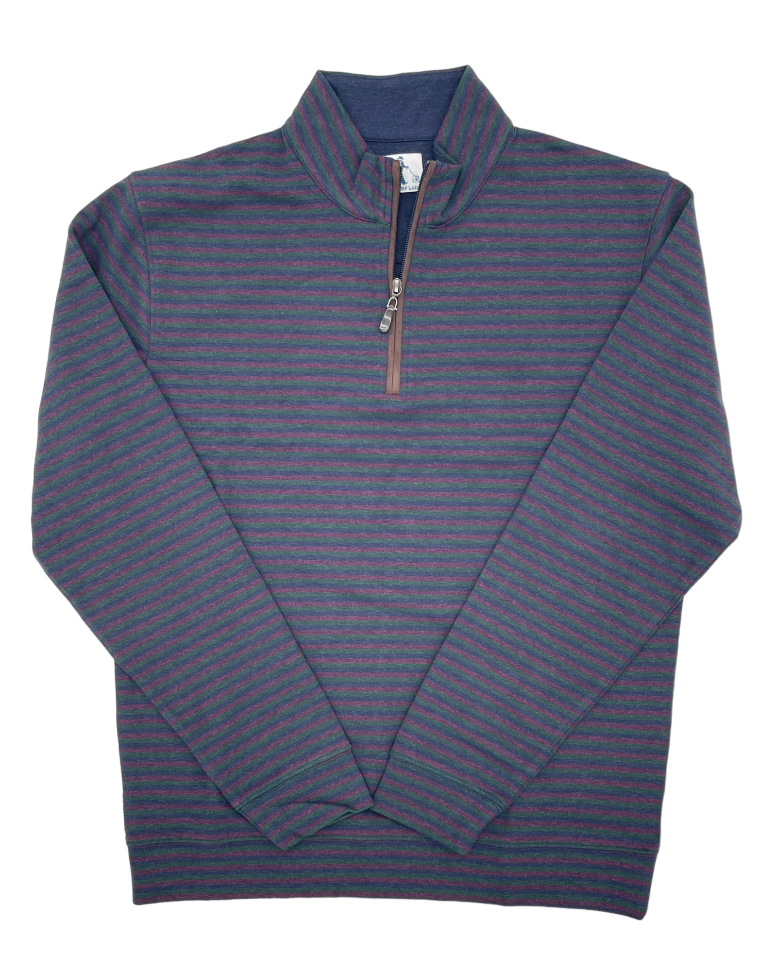 Sharp Lad- Striped Quarter Zip- Navy Heather