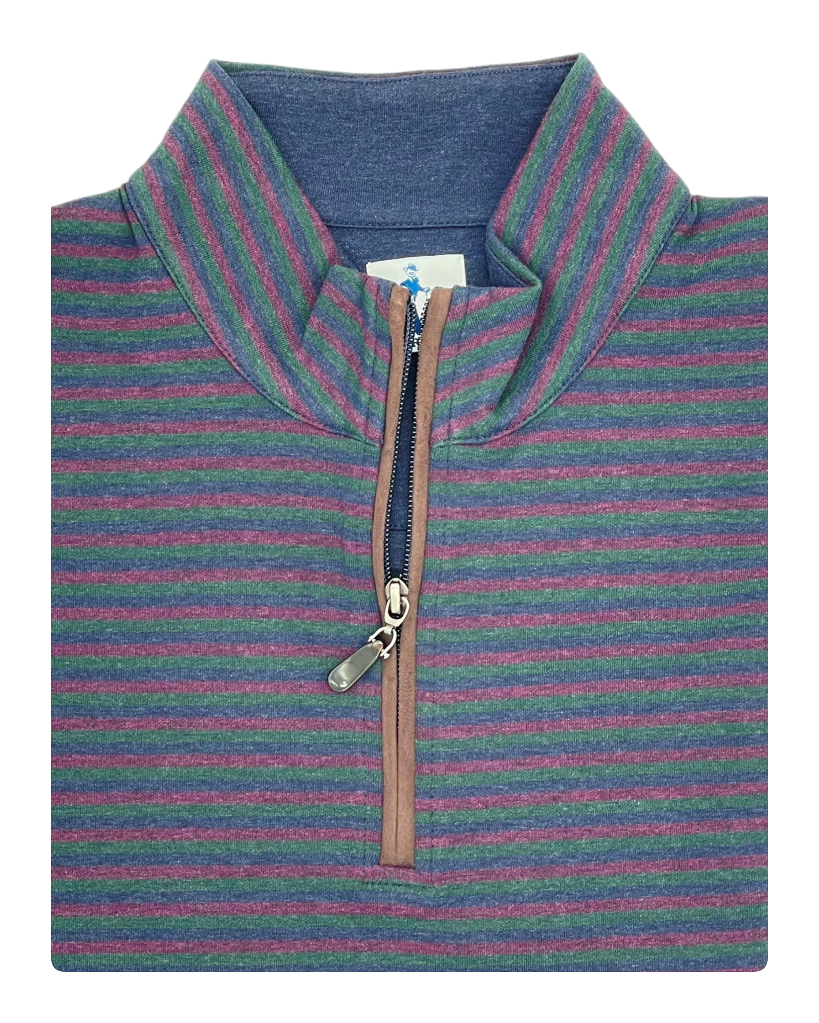 Sharp Lad- Striped Quarter Zip- Navy Heather