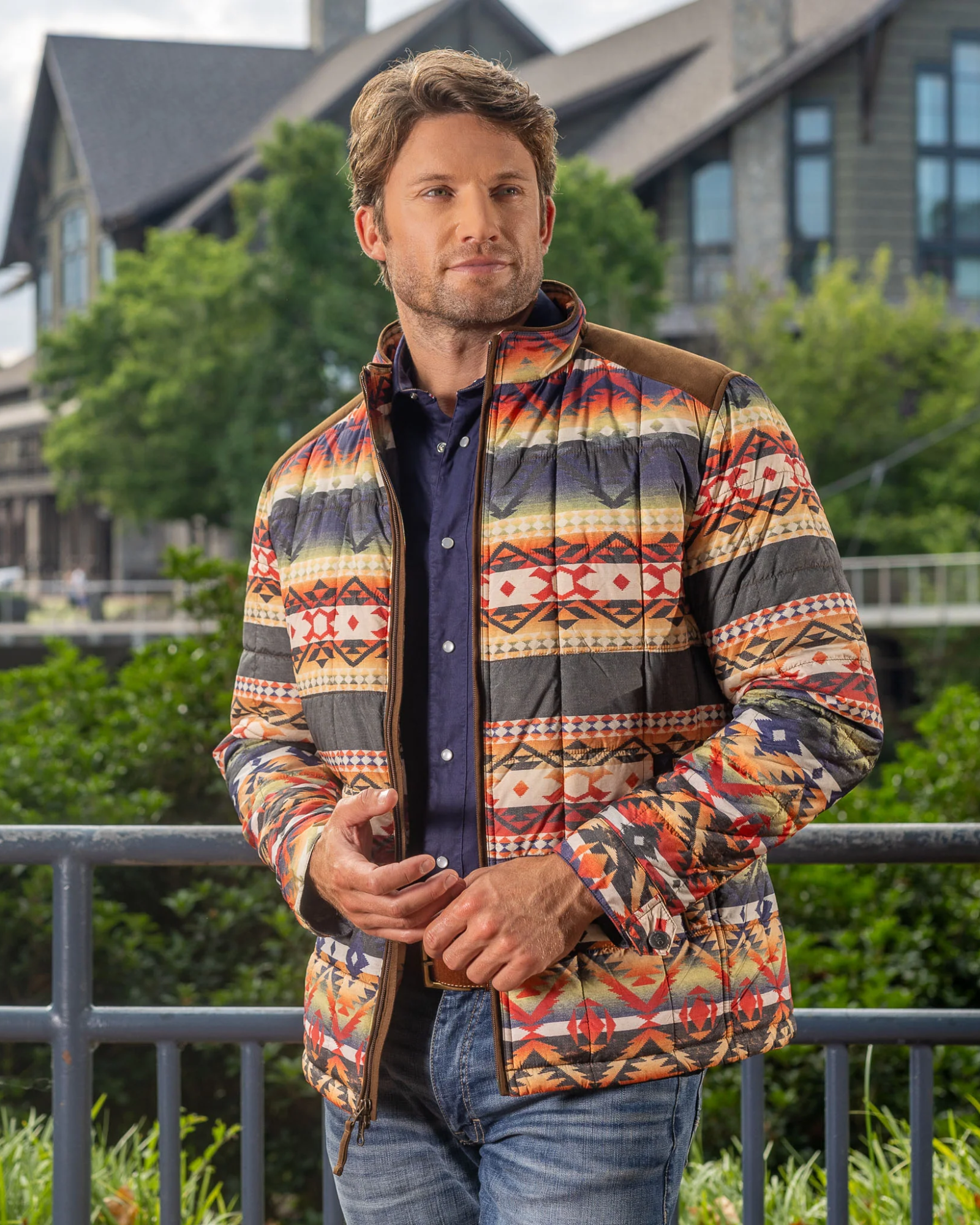 Shelby Aztec Print Quilted Nylon Jacket