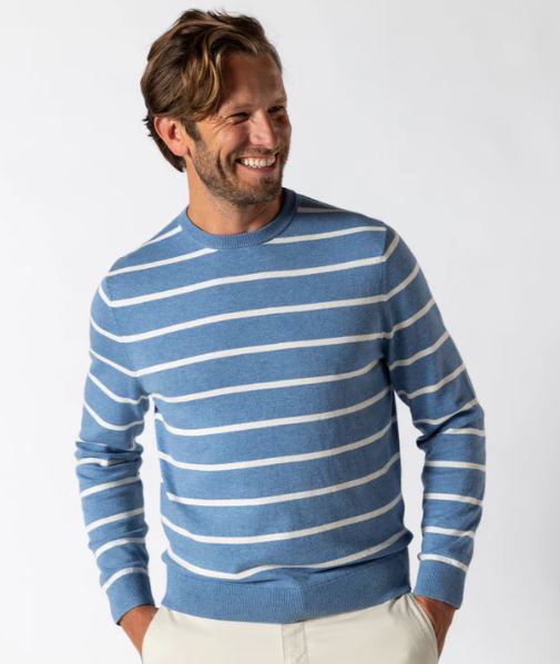 Sweater-Glenwood Stripe Crewneck-Blue