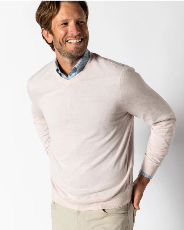 Sweater-Duck Head-Buckley Jersey V-Neck-Pastel Pink