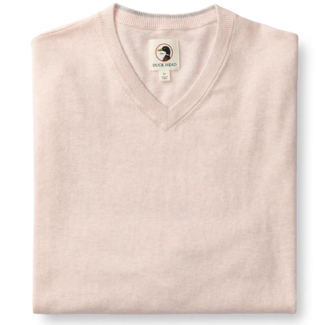 Sweater-Duck Head-Buckley Jersey V-Neck-Pastel Pink