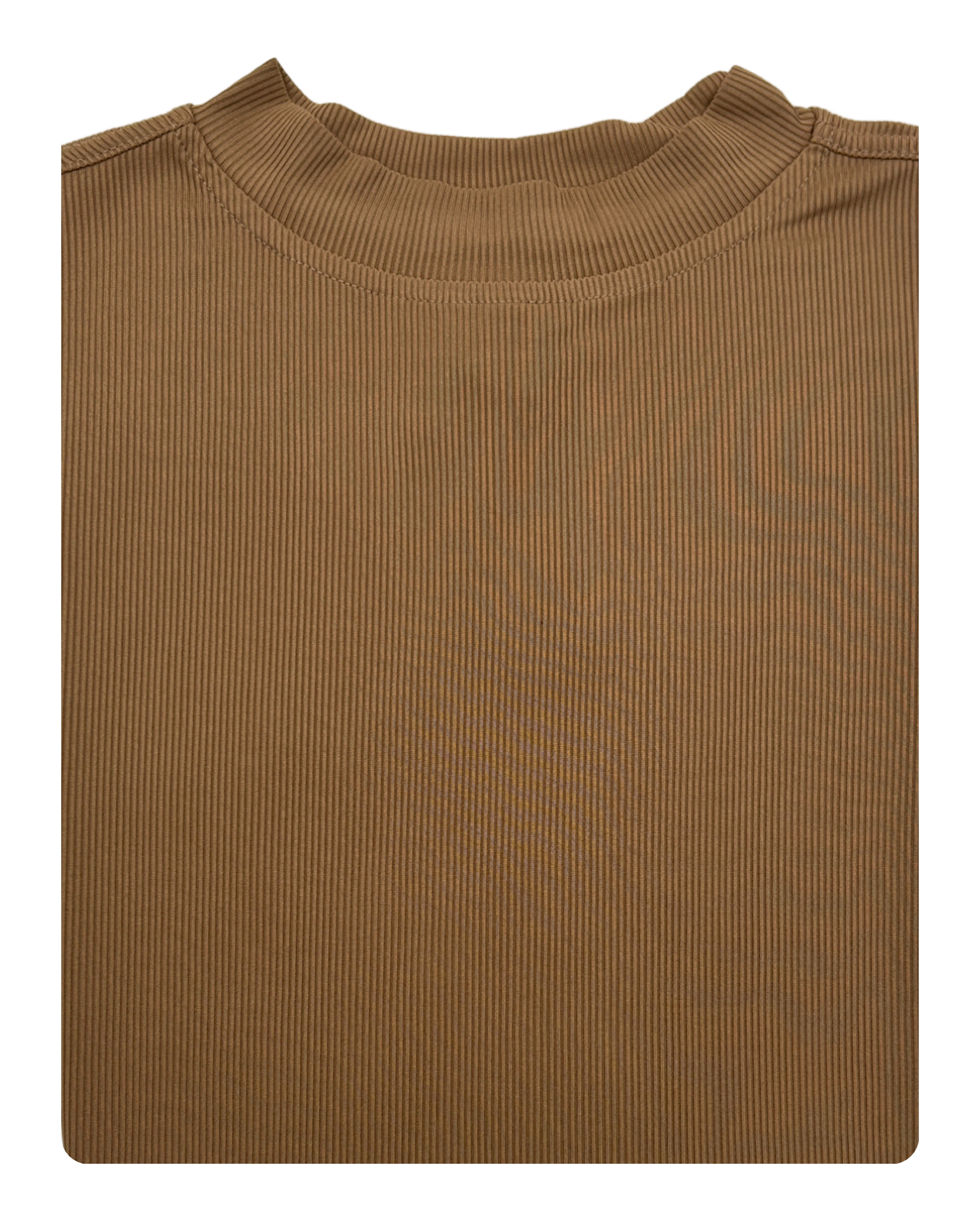 Tulliano Ribbed Mock Neck Tee Shirt - Safari