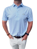 Al Dixon Luxury Performance Polo - White/Serenity Blue- Diamond