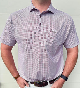 Al Dixon Luxury Performance Polo - Maroon & Grey Gingham