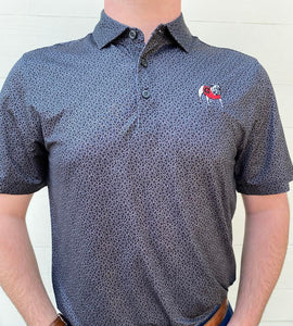 Cutter & Buck Pebble Print Polo- Bulldog- Black & Grey