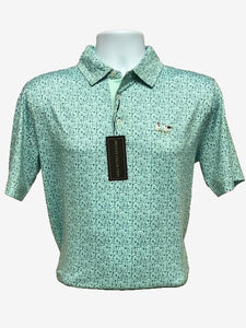 Al Dixon Performance Polo-Golf Print-Dewdrop & Blue