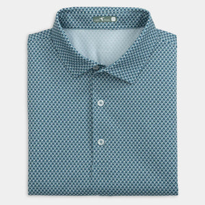 Genteal- Geo Box Printed Performance Polo- Blue