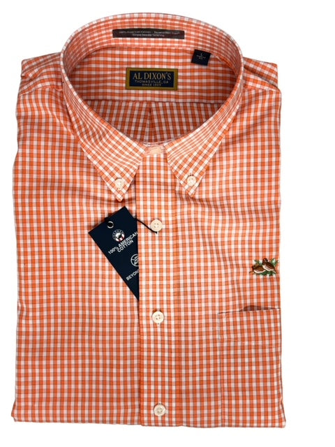 Al Dixon Private Label Button Down-Kane-Orange Gingham