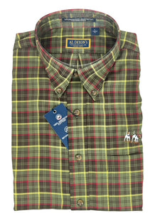 Al Dixon Private Label Button Down-River-Olive Green Plaid