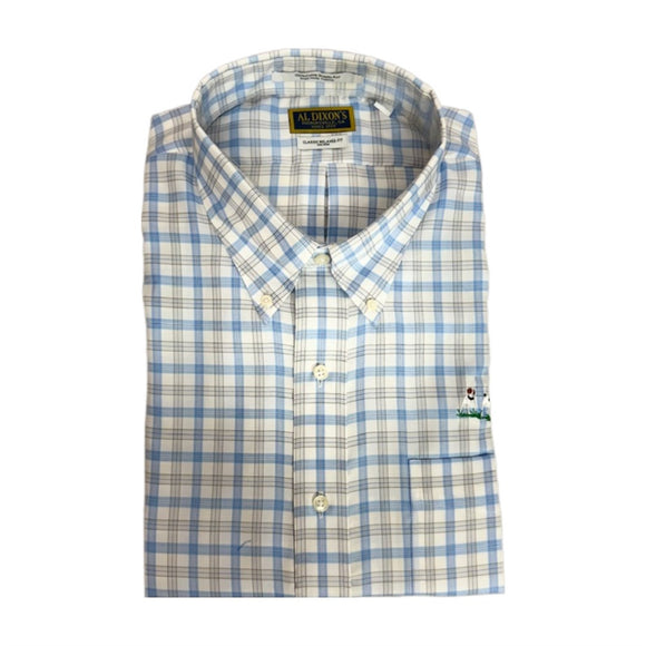 Al Dixon Sport Shirt - Blue & Grey Plaid - Long Sleeve
