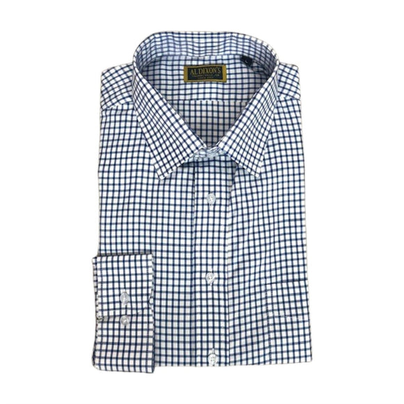 Al Dixon Luxury Spread Collar - Dress Shirt - Blue White Plaid