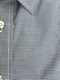 Al Dixon Luxury Spread Collar - Dress Shirt - Navy White Houndstooth