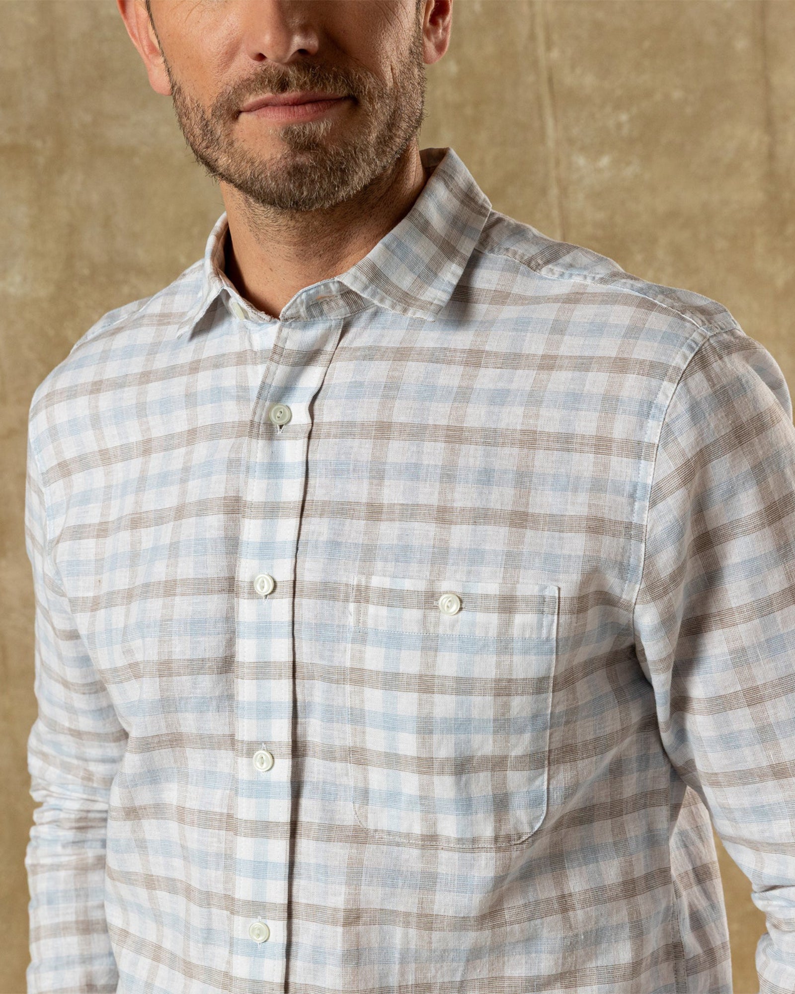 Duck Head Linen Cotton Oxford Sport Shirt - Clay Plaid