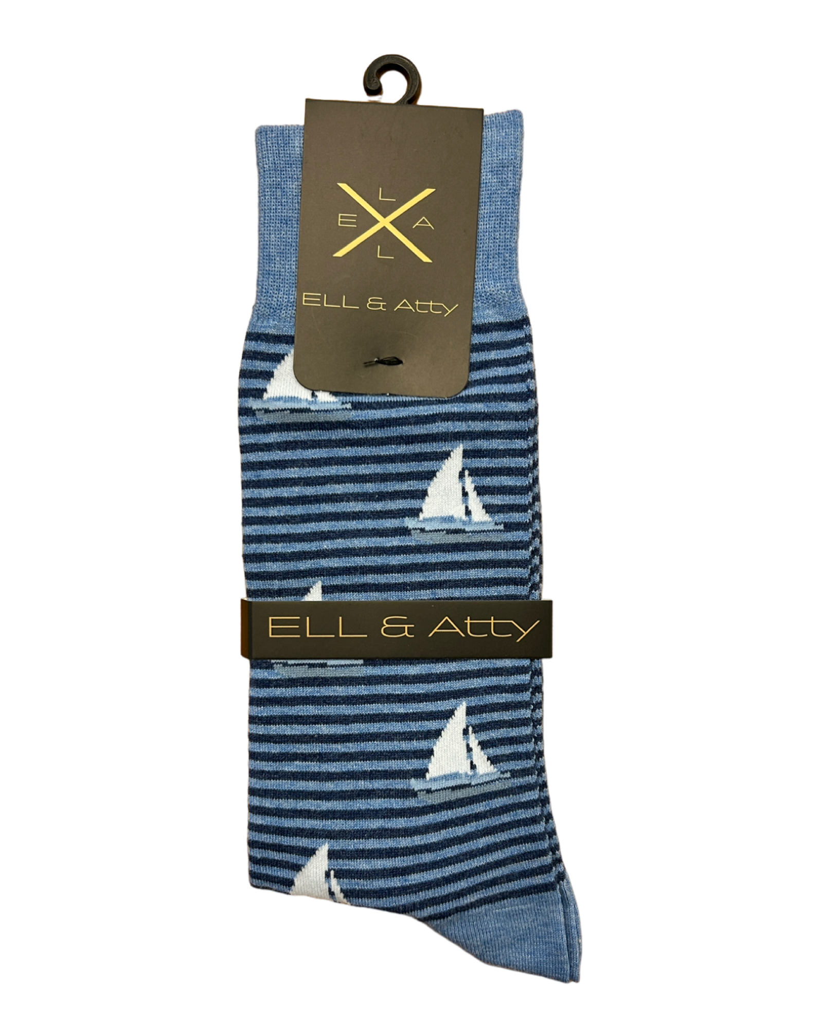 Ell & Atty Socks - Sailboat - Blue Heather