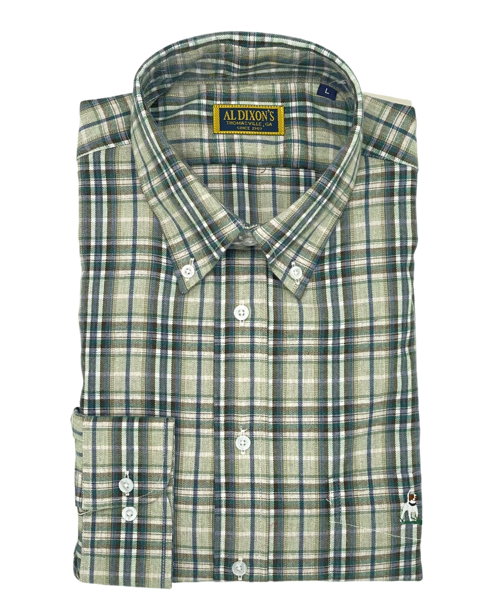 Private Label Sport Shirt - Green/Brown/Blue Plaid