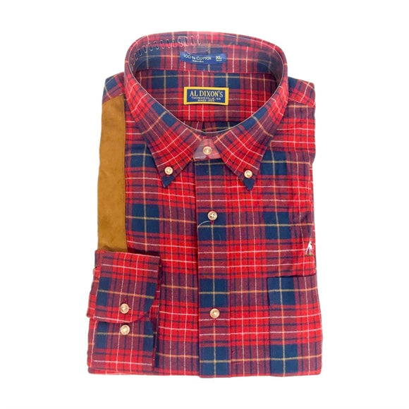 Al Dixon Gun Patch Button Down Shirt - Red, Navy Plaid