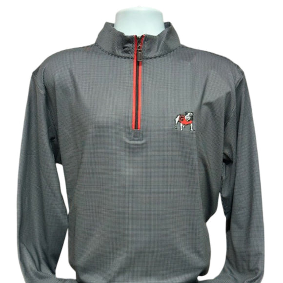 Horn Legend-UGA-1/4 Zip Shepard Micro Fleece Pullover-Black/Grey/Red