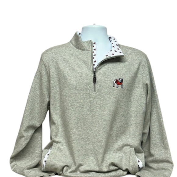 Horn Legend-UGA- Duo Tone Blended Cotton Crew Pullover-Grey