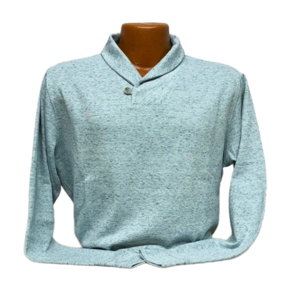 Horn Legend- Shawl Collar Sweater- River Grey