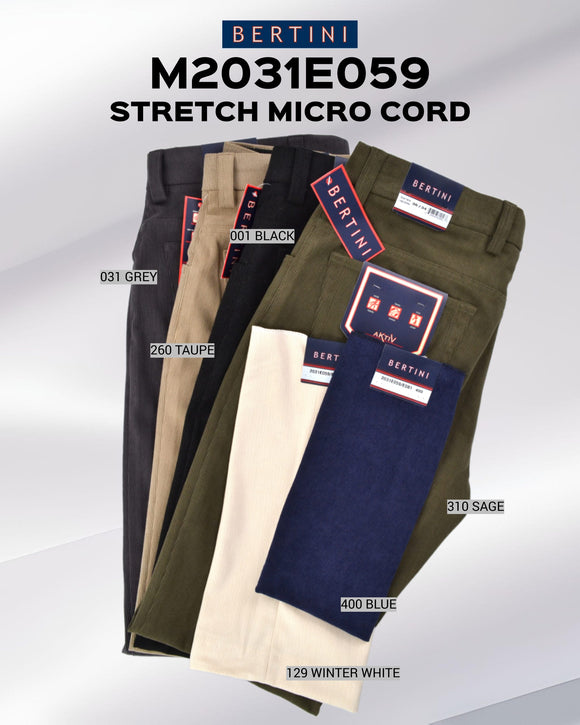 Bertini 5 Pocket Slim Fit Stretch Corduroy Pants-Winter White-129