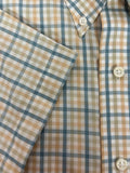 Al Dixon Sport Shirt- Short Sleeve Shirt - Tan & Blue