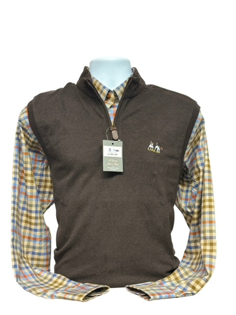 Al Dixon's-Cotton Mock Vest-Cocoa