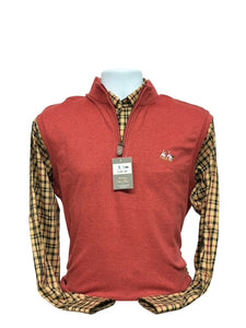 Al Dixon's-Cotton Mock Vest-Red