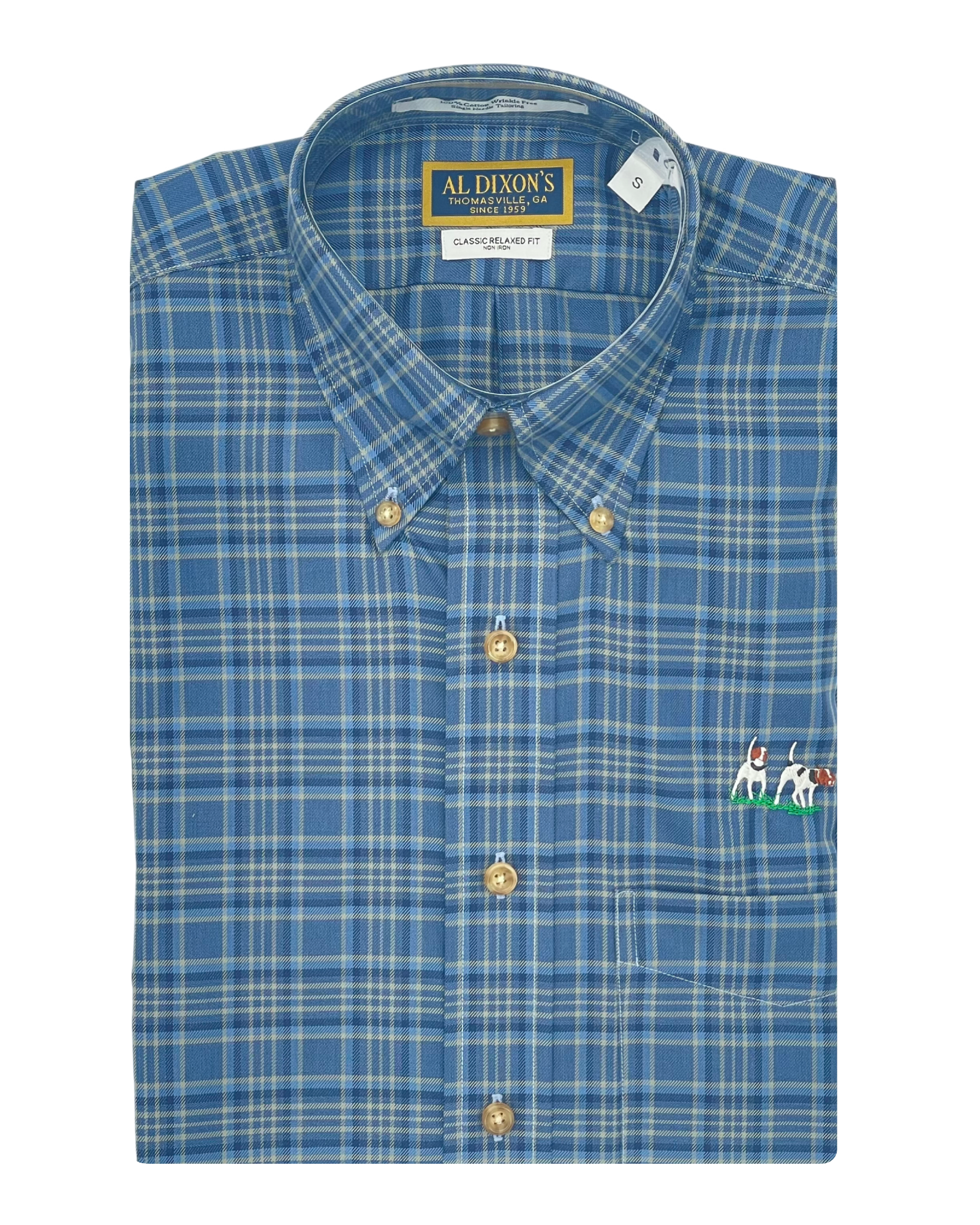Private Label Sport Shirt - Blue/Khaki Plaid